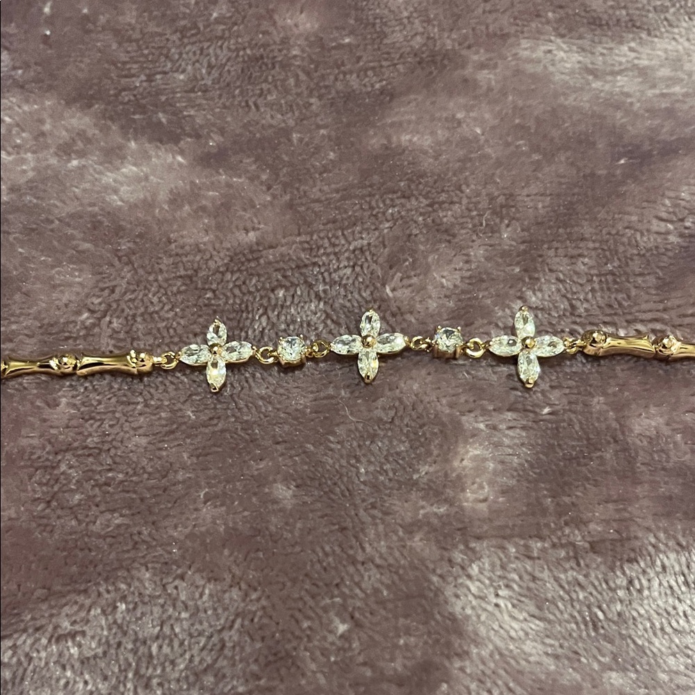 9kt gold filled Gold Floral CZ Bracelet - Elegant Women's Jewelry